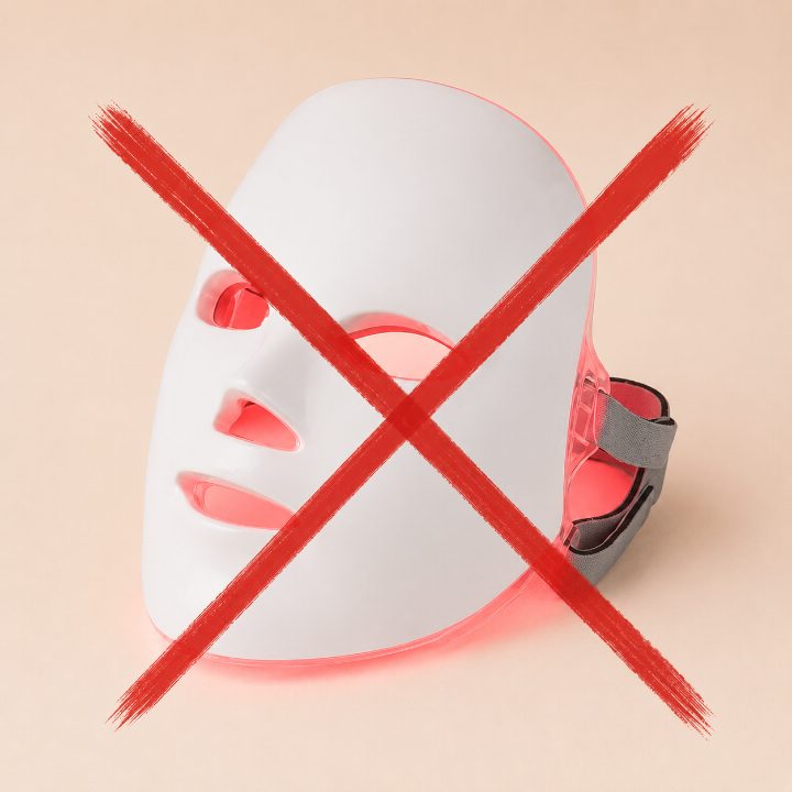 Cheap LED face mask crossed out