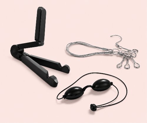 Free accessory kit — tripod stand, hanging straps, and goggles