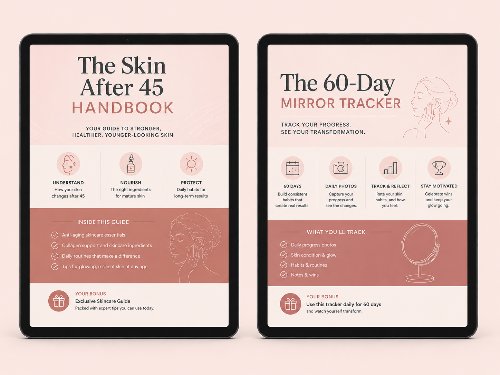 Free guides — The Skin After 45 Handbook and The 60-Day Mirror Tracker