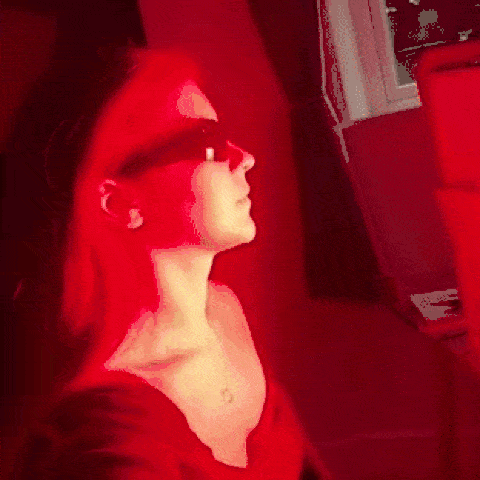 Relaxing during a LumaVie red light session