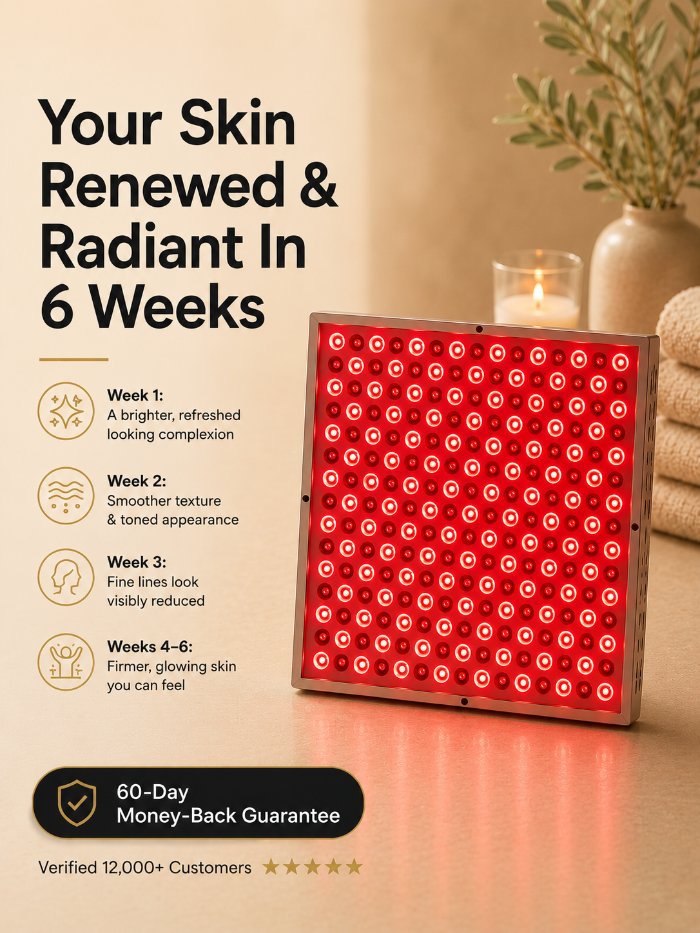 Your Skin Renewed & Radiant In 6 Weeks — week-by-week timeline with 60-day money-back guarantee