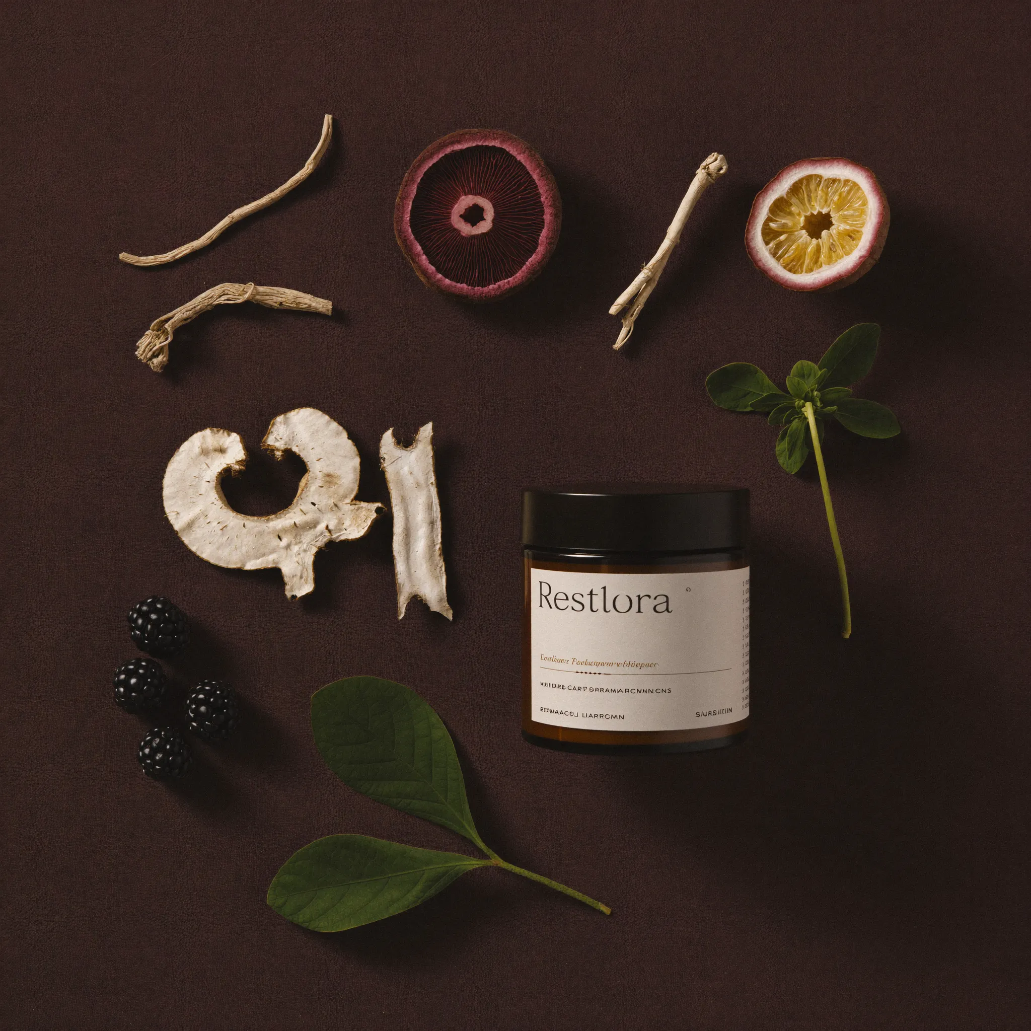 Reishi, valerian, passion flower and lemon balm botanicals